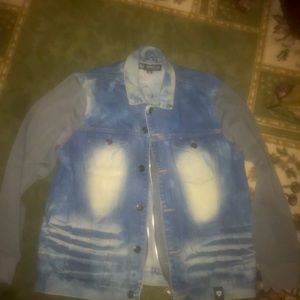 Handmade jean zip coat